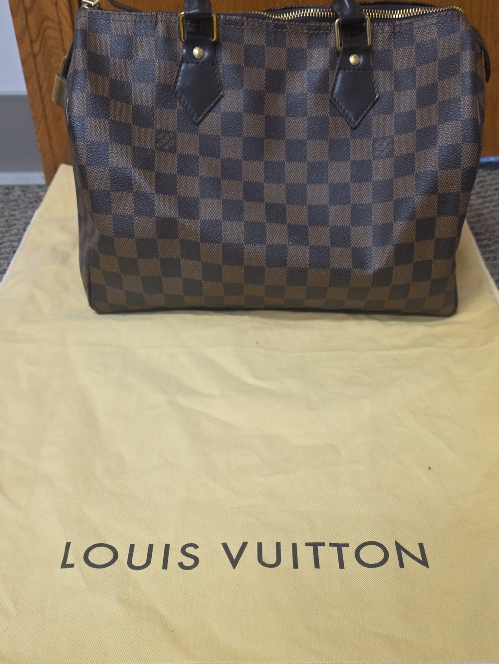 Louis Vuitton Brown Damier Ebene Speedy Bag Duffel Bag
